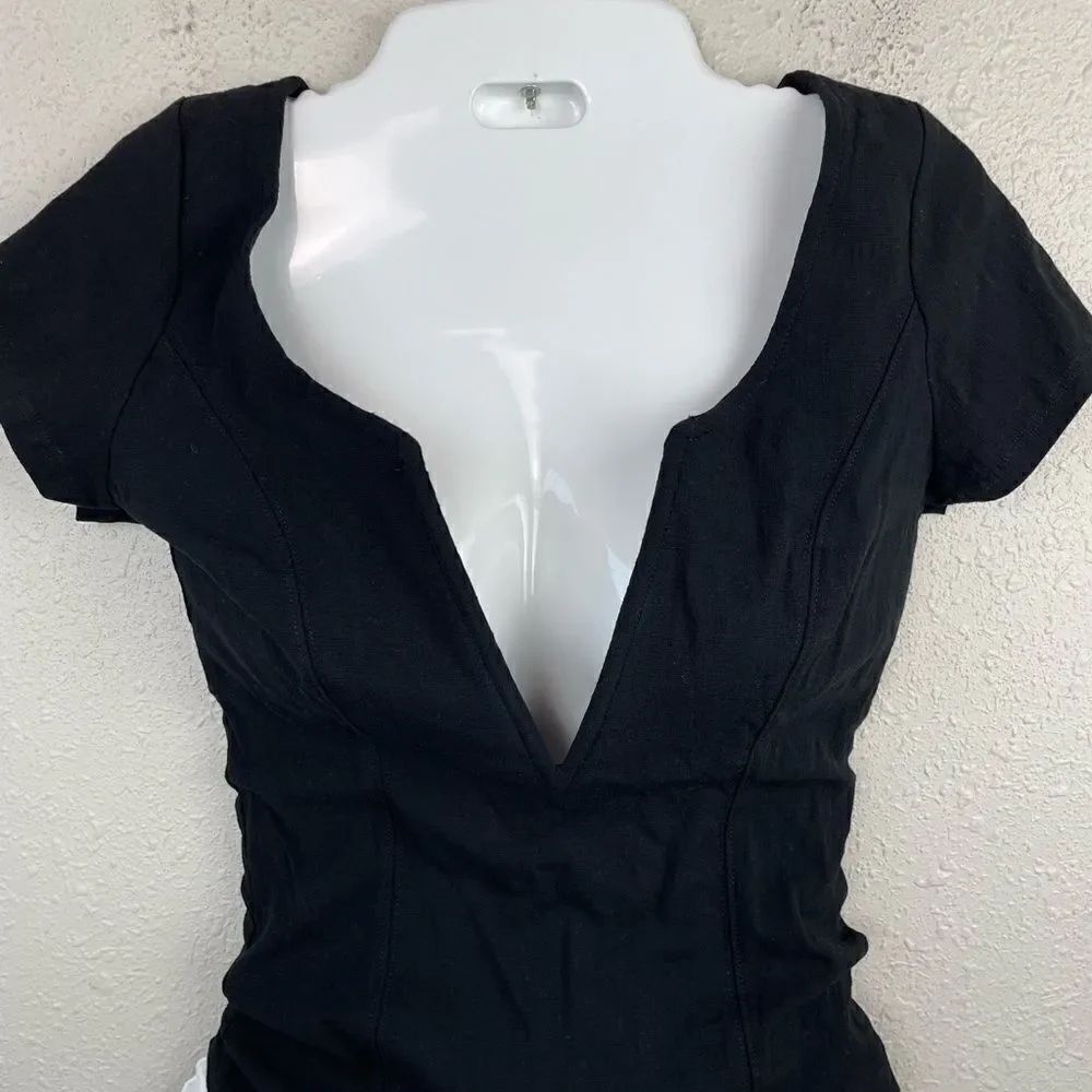 NWT Free People Intimately V-Neck Black Body Suit Size S